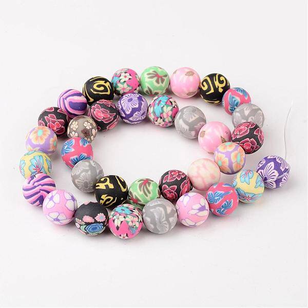 12mm Mixed Handmade Polymer Clay Round/Ball Beads