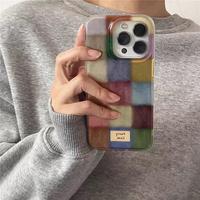 Vintage Colorful Plaid Pattern Phone Case, Multicolor Soft Silicone Cellphone Protective Cases, Total Protective Handheld Sho...
