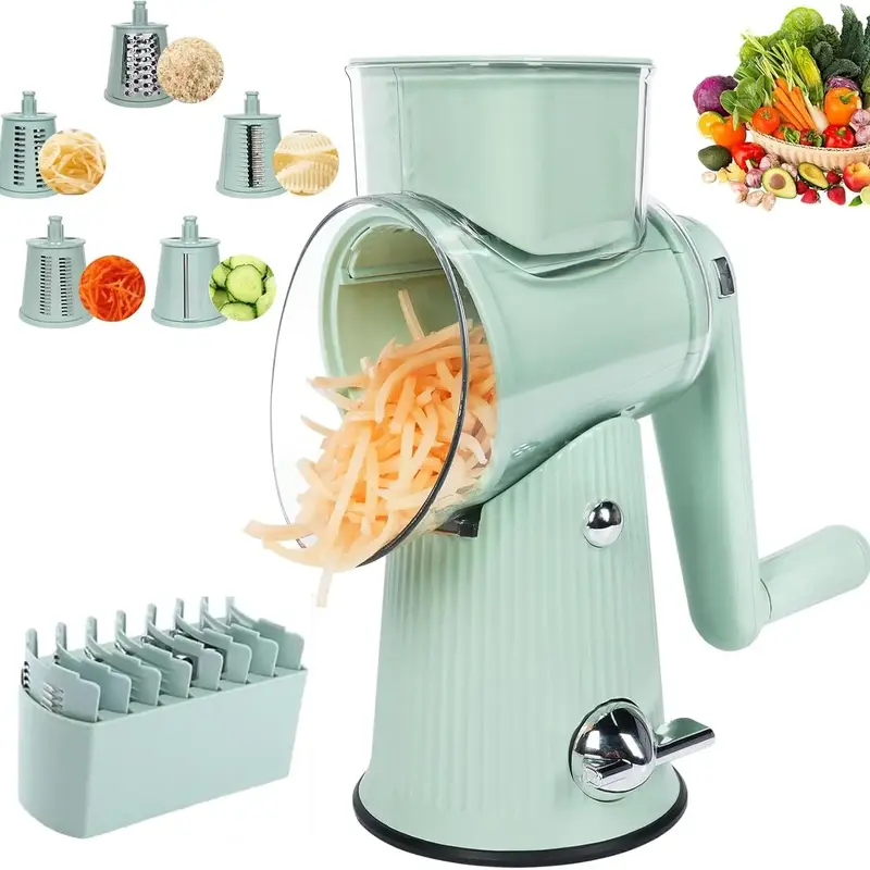 5 in 1 Manual Vegetable Chopper, 1 Set Multifunctional Vegetable Slicer with Replaceable Blades, Modern Kitchen Fruit & Veget...