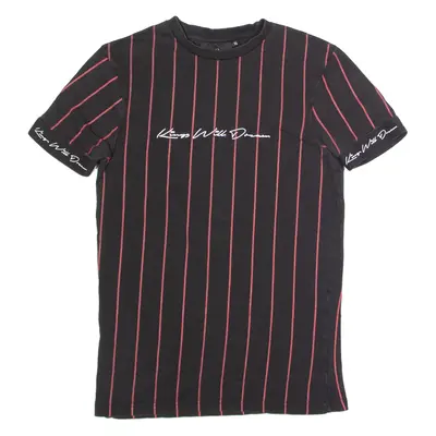 KINGS WILL DREAM Striped Mens T-Shirt Black Crew Neck XS