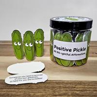Pickle Jar & Positive Pickle Affirmation Card, 60 Unique Positive Messages, Decorative Jar Gifts to Cheer Up A Friend