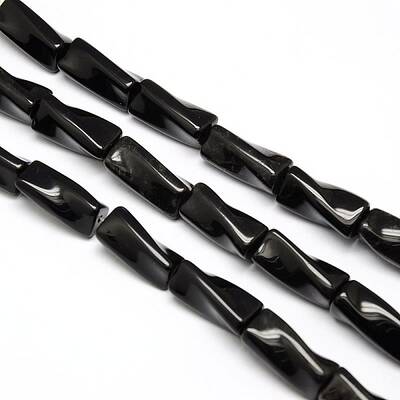 Natural Obsidian Twist Column Beads Strands