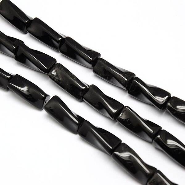 Natural Obsidian Twist Column Beads Strands