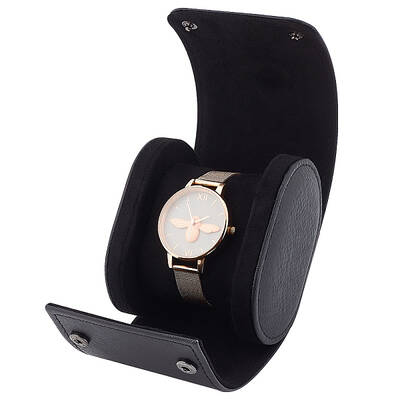 BENECREAT Black Leather Watch Storage Box
