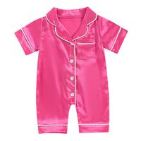 Newborn Baby Girl Boy Silk Pajamas Rompers Button Down Short Sleeve Satin Infant Pjs Jumpsuit Shorts Nightgown #Springtok