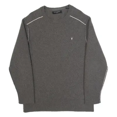 ALL SAINTS Mens Jumper Grey Tight Knit Wool S
