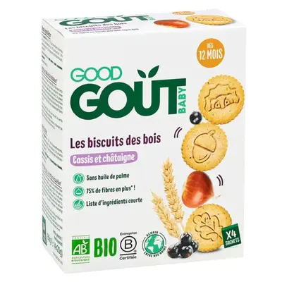 Good Gout Blackcurrant and Chestnut Wooden Biscuits for 12 months x4 Sachets