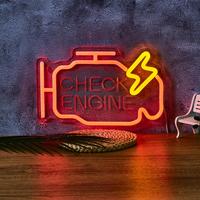 Check Engine Design Neon Light, USB Powered LED Neon Sign, Decorative Neon Light For Home Party Game Room, Garage, LED Lights...