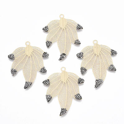 Autumn Theme Brass Rhinestone Big Pendants