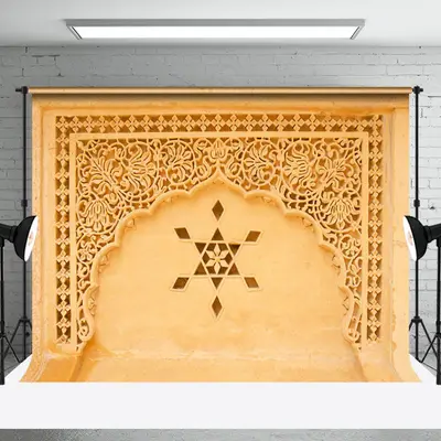 Golden Star Of David Patterned Wall Photo Backdrop - Aperturee