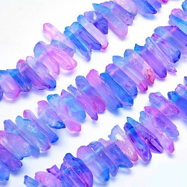 Electroplated Natural Quartz Crystal Beads Strands