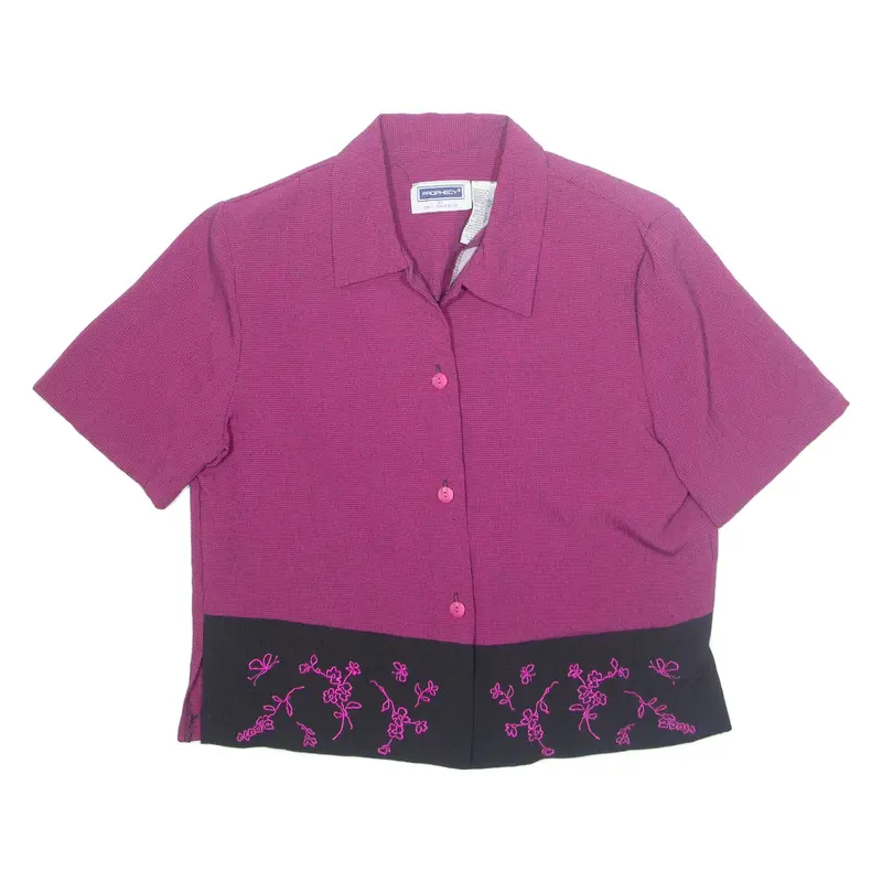PROPHECY Womens Blouse Purple Collared Floral S