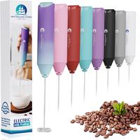 Powerful Milk Frother Wand - Mini Handheld Milk Frother with Stainless Steel Whisk - Battery-Powered Drink Mixer for Coffee, ...