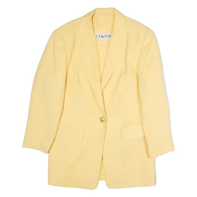 CLASSIC Womens Blazer Jacket Yellow Wool 90s M