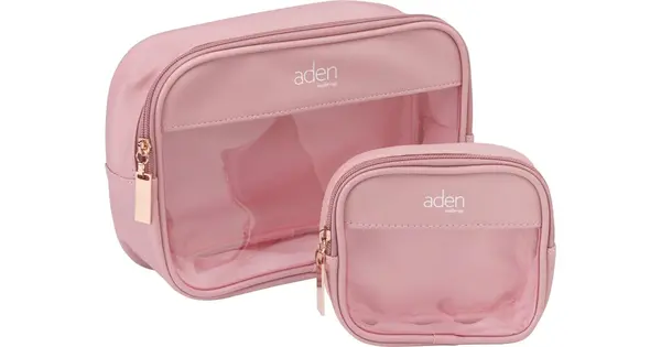 Aden Cosmetics 2-Piece Pink Makeup Pouch Set