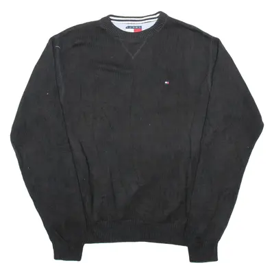 TOMMY HILFIGER Mens Jumper Black Cable Knit M