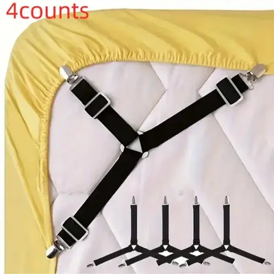 Bed Sheet Fastener, 4 Counts Adjustable Elastic Bed Sheet Clip, Bedding Accessories for Home Bedroom Hotel Dormitory
