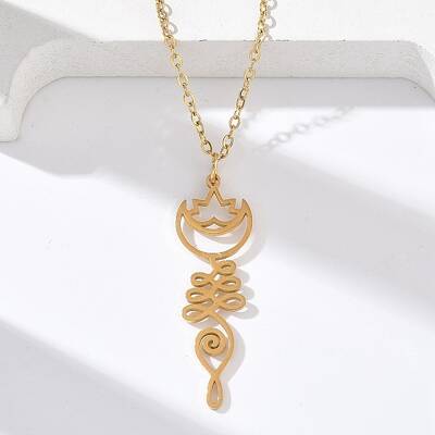 304 Stainless Steel Hollow Cut Yoga Om Lotus Flower Pendant Necklaces