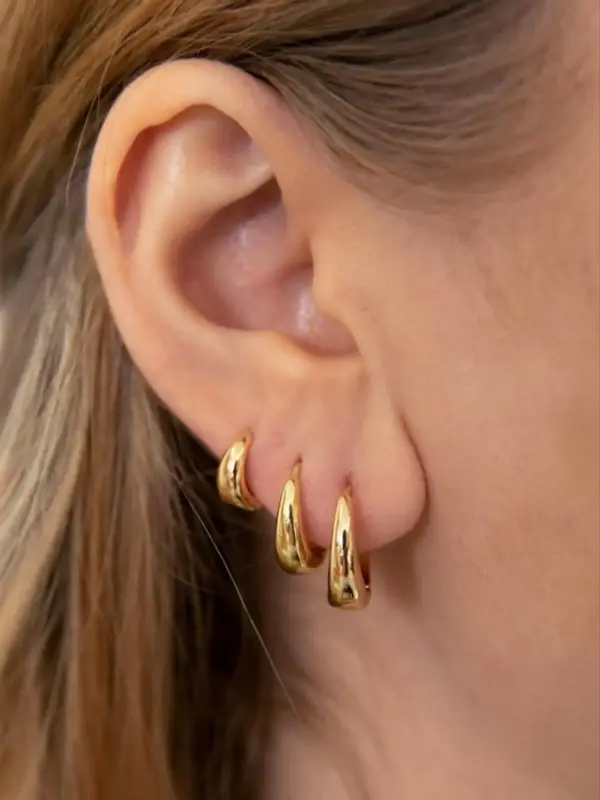 3 Pairs C-shaped Hoop Earrings, Fashionable Elegant Simple Copper Ear Jewelry for Women Men Daily Wear, Casual All-match Simp...