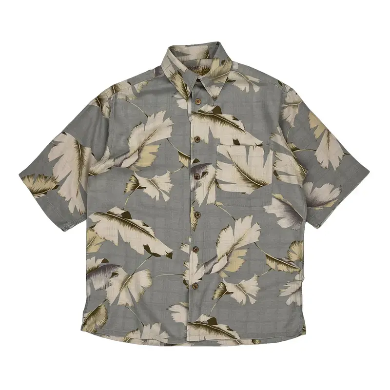 Caribbean Hawaiian Shirt - Small Grey Silk