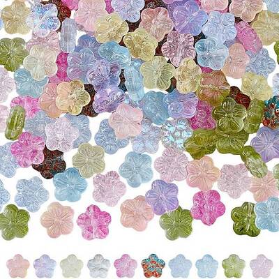 120Pcs 10 Colors Transparent Spray Painted Glass Beads