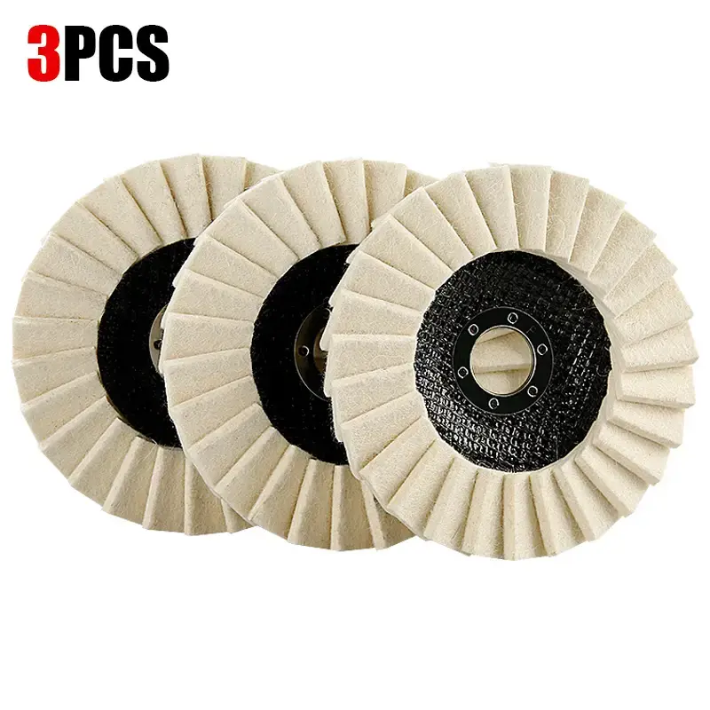 LOZLIN 3PCS 5Inch Stone Polishing Wheels - Wool Buffing Discs for Stainless Steel, Aluminum & Metal - Angle Grinder Attachmen...