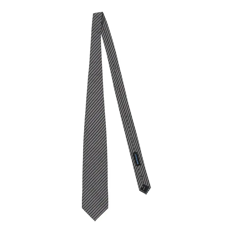 Pierre Cardin Striped Tie - No Size Grey Silk