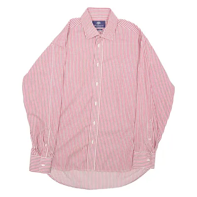 BEN SHERMAN Slim Cut Mens Shirt Red Striped Long Sleeve S
