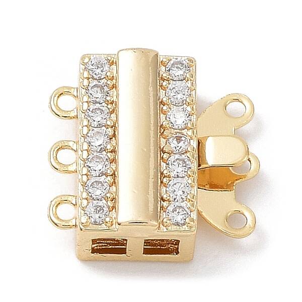 Brass Micro Pave Clear Cubic Zirconia Box Clasps