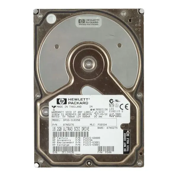 P1215-63001 HP 18.2GB Ultra-160 SCSI 7200 3.5-inch Hard Drive