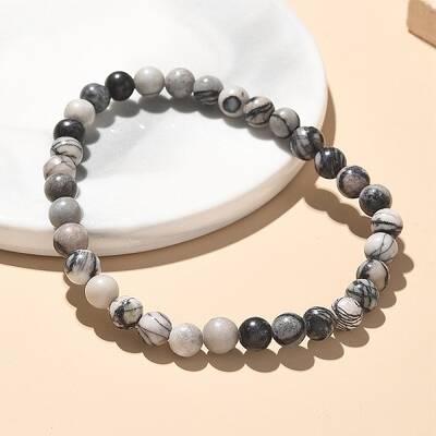 Natural Netstone Bead Stretch Bracelets