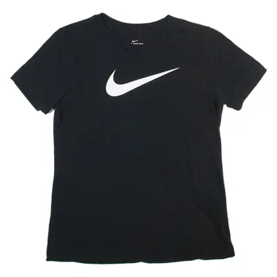 NIKE Womens T-Shirt Black Crew Neck S