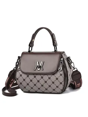 Women's Elegant Geometric Pattern Handbag, 2025 New Trendy Colorblock Crossbody Bag & Handbag, Fashionable Handbag for Back T...