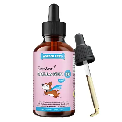 Wonder Paws Collagen 3X for Dogs - Skin & Coat Support with Hyaluronic Acid for Hip & Joint Mobility - Liquid Supplement for ...