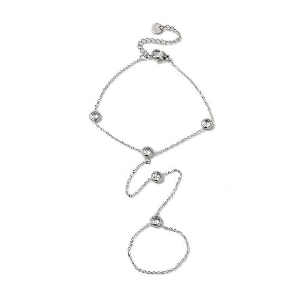 Stainless Steel & Falt Round Glass Ring Bracelets for Women