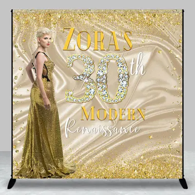 Modern Renaissance Golden Custom Birthday Backdrop - Aperturee