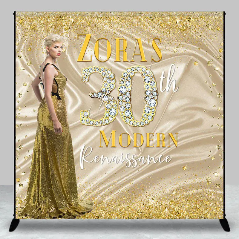 Modern Renaissance Golden Custom Birthday Backdrop - Aperturee