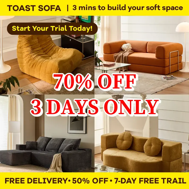 ToastSofa Sofa Series – Foldable Boneless Loveseat with Cloud-Compression for Comfort, Convenient & Practical No Assembly R...