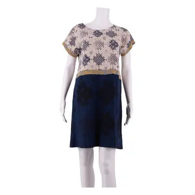 DESIGUAL Womens T-Shirt Dress Blue Viscose Crazy Pattern Knee Length L