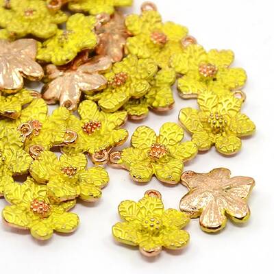 Rose Gold Tone Alloy Enamel Pendants