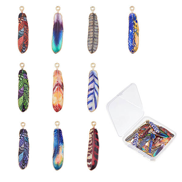 40Pcs 10 Colors Alloy Pendants