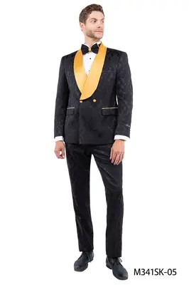 Tazio Men's Skinny Fit 2 Piece Suit  Bold Color Accents