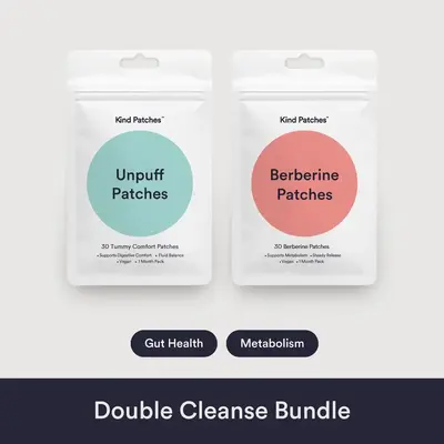 Kind Patches Double Cleanse Bundle, 30 Unpuff Patches+30 Berberine Patches, Support Healthy Gut, Debloating, Digestive Comfor...