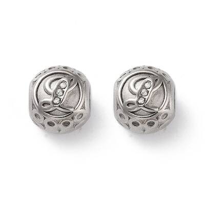 304 Stainless Steel Rhinestone European Beads