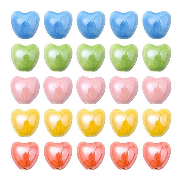 25Pcs 5 Colors Pearlized Handmade Porcelain Beads
