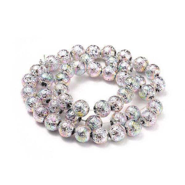 Electroplated Natural Lava Rock Beads Strands