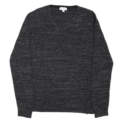 CALVIN KLEIN Mens Jumper Black V-Neck Tight Knit S
