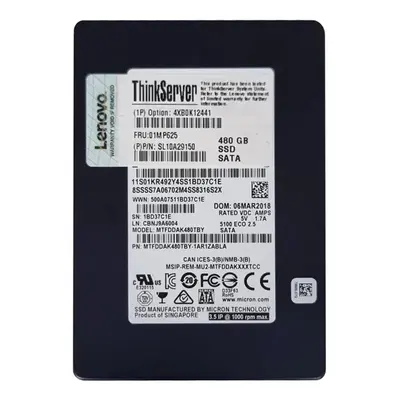 4XB0K12441 Lenovo 480GB Triple-Level Cell SATA 6Gb/s Hot-Swappable 2.5-Inch Solid State Drive for ThinkServer TS460