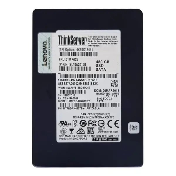 4XB0K12441 Lenovo 480GB Triple-Level Cell SATA 6Gb/s Hot-Swappable 2.5-Inch Solid State Drive for ThinkServer TS460