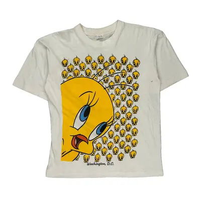 Tweety Bird Chain Graphic T-Shirt - Large White Cotton